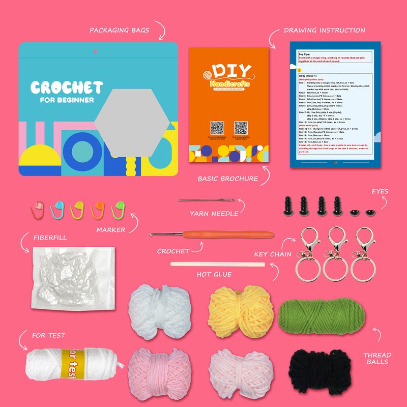 Instrucțiuni pentru produse noi, pachet de materiale de croșetat, cadou de tricotat, fir de lână, lucrat manual, bile de fire DIY, ornamente pentru păpuși_voghion.com