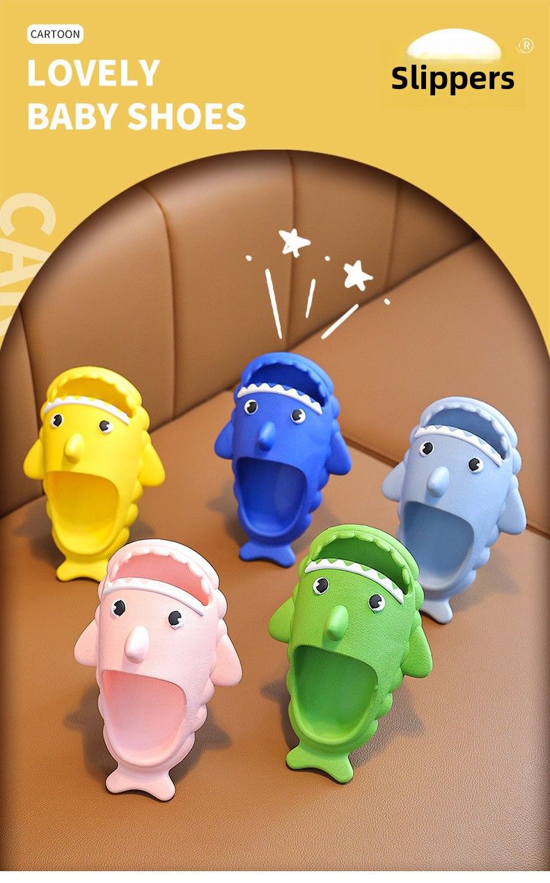 Shark children's slippers summer boy cartoon cute non-slip household bathroom bath boys girls cool slippers big children's shoes_voghion.com