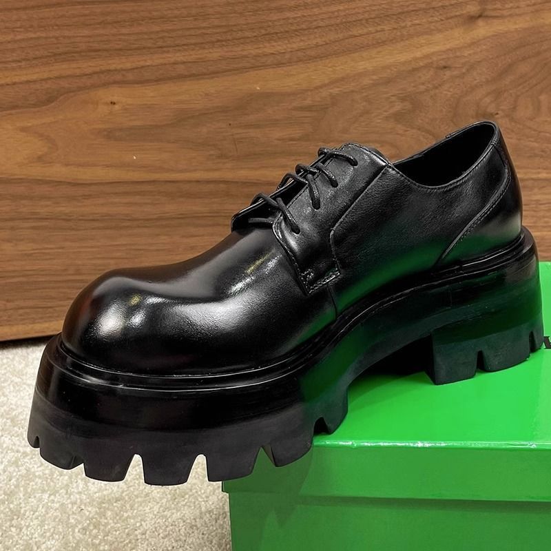 Scarpe casual da uomo Derby Round Head, con plateau alto e testa larga, in pelle, per pendolari, autunno/inverno_voghion.com