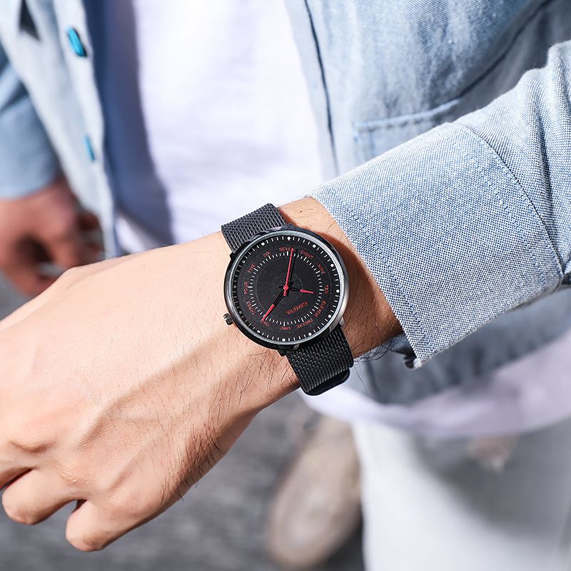 Quartz fashionable and minimalist digital business watch, mesh strap, men's watch_voghion.com