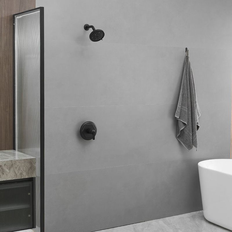 Single Handle 9-Spray Round Rain Shower Faucet 1.8 GPM With Pressure Balance Valve In. Matte Black_voghion.com