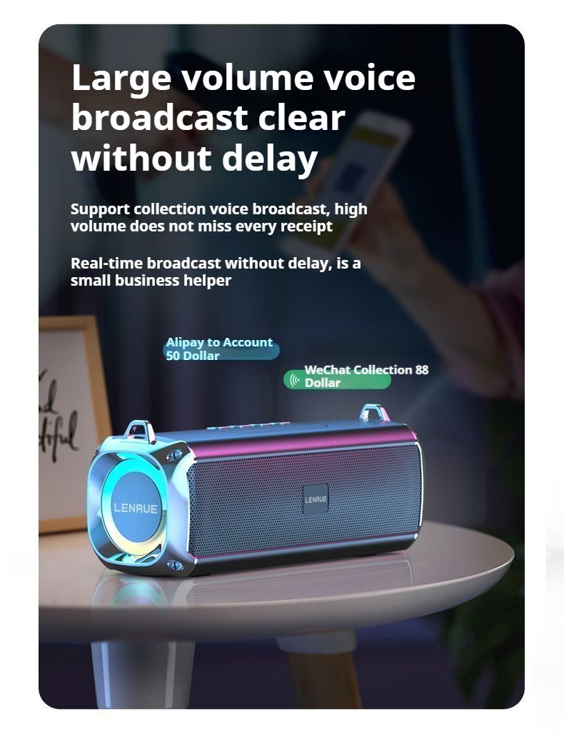 Enceinte Bluetooth portable 20 W avec basses puissantes et lumière colorée, stéréo surround, étanche, sans fil, caisson de basses, boombox, karaoké à domicile_voghion.com