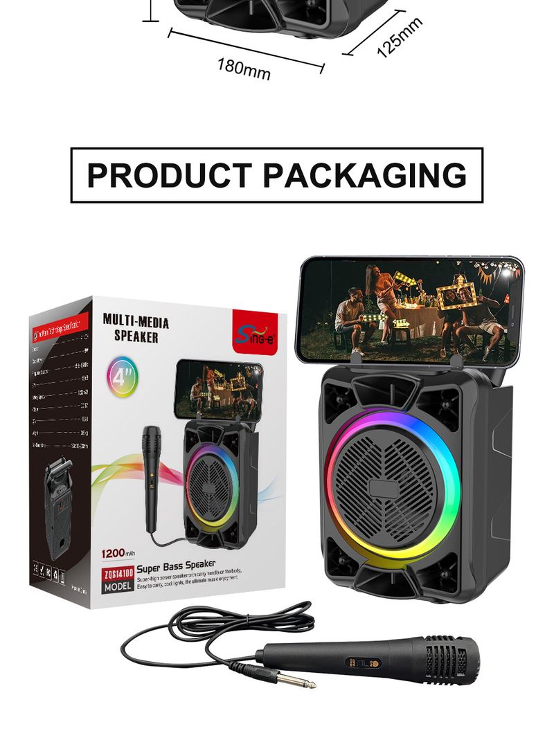 ZQS14100 Bluetooth Hoparlör Kablosuz Taşınabilir Açık Hava Büyük Hacimli 3D Surround Ses_voghion.com
