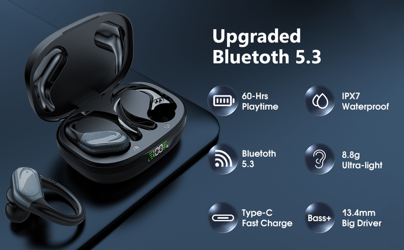 BX17 Earphones Tws Ear Hook Bluetooth 5.3 Running Sports Stereo Buttons Control With Microphone Wireless Headphones_voghion.com