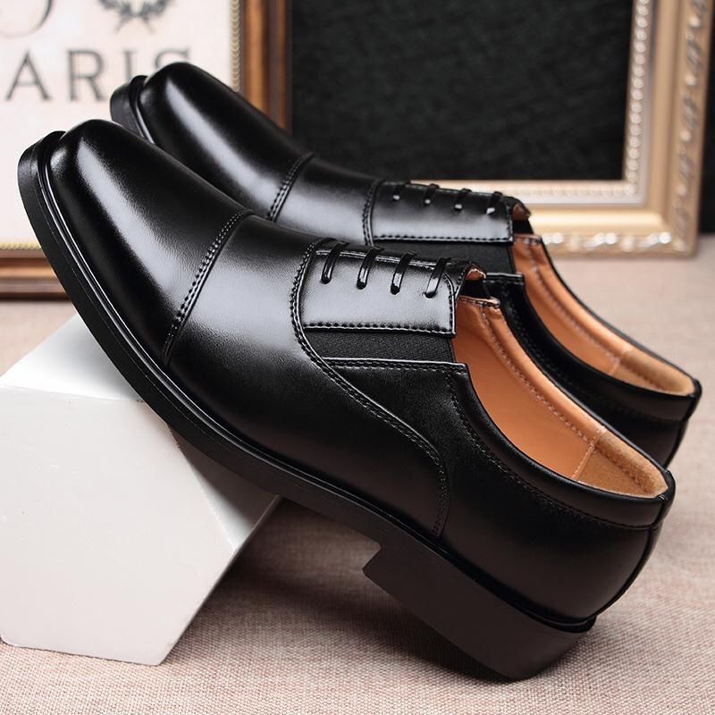 TerraStride Spring And Autumn New Business Leather Men, Three-Connector Formal Work Shoes, Security Guard Interview Casual Soft Sole_voghion.com