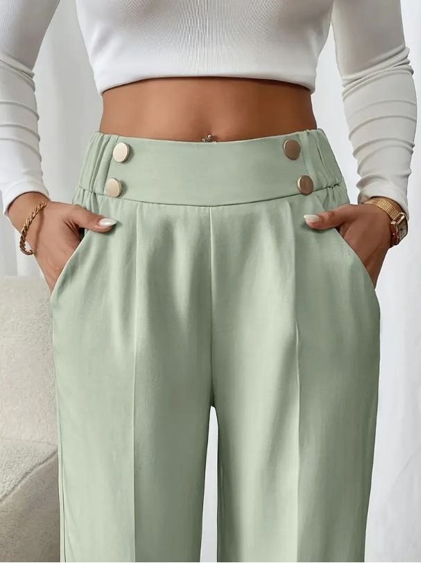 Dameskleding Drape Mopping Casual Broek Hoge Taille Broek Losse Temperament Recht Niche Ontwerp Effen Kleur Broek_voghion.com