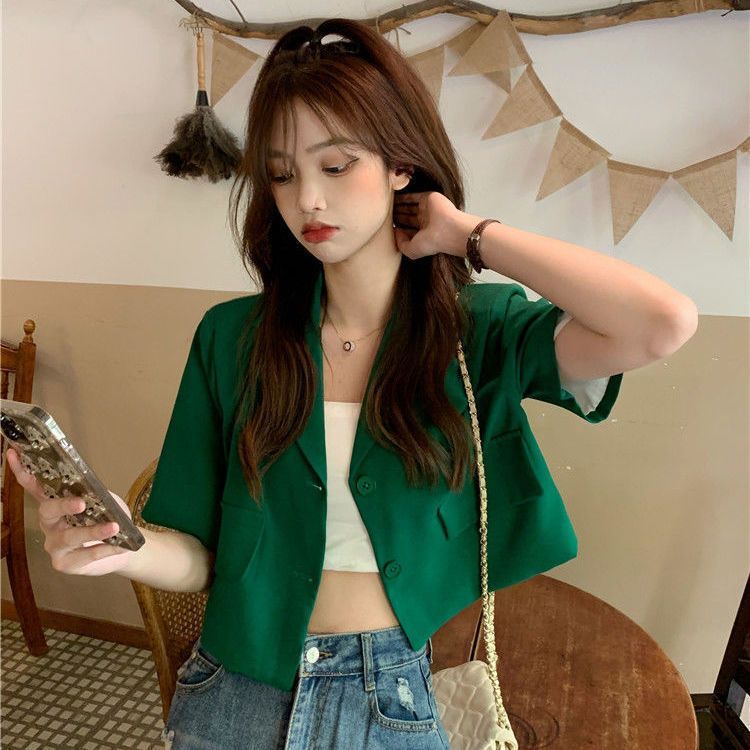 Hanrouchuan Street Style Petite 2025 Summer Thin Casual Design Sense Niche Short Blazer_voghion.com