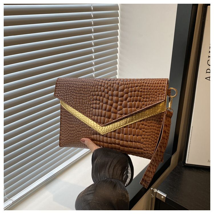 Handbag For Women Envelope Bag Crocodile Print Envelope Bag Personality Fashion Casual Temperament Color Contrast Banquet Bag_voghion.com