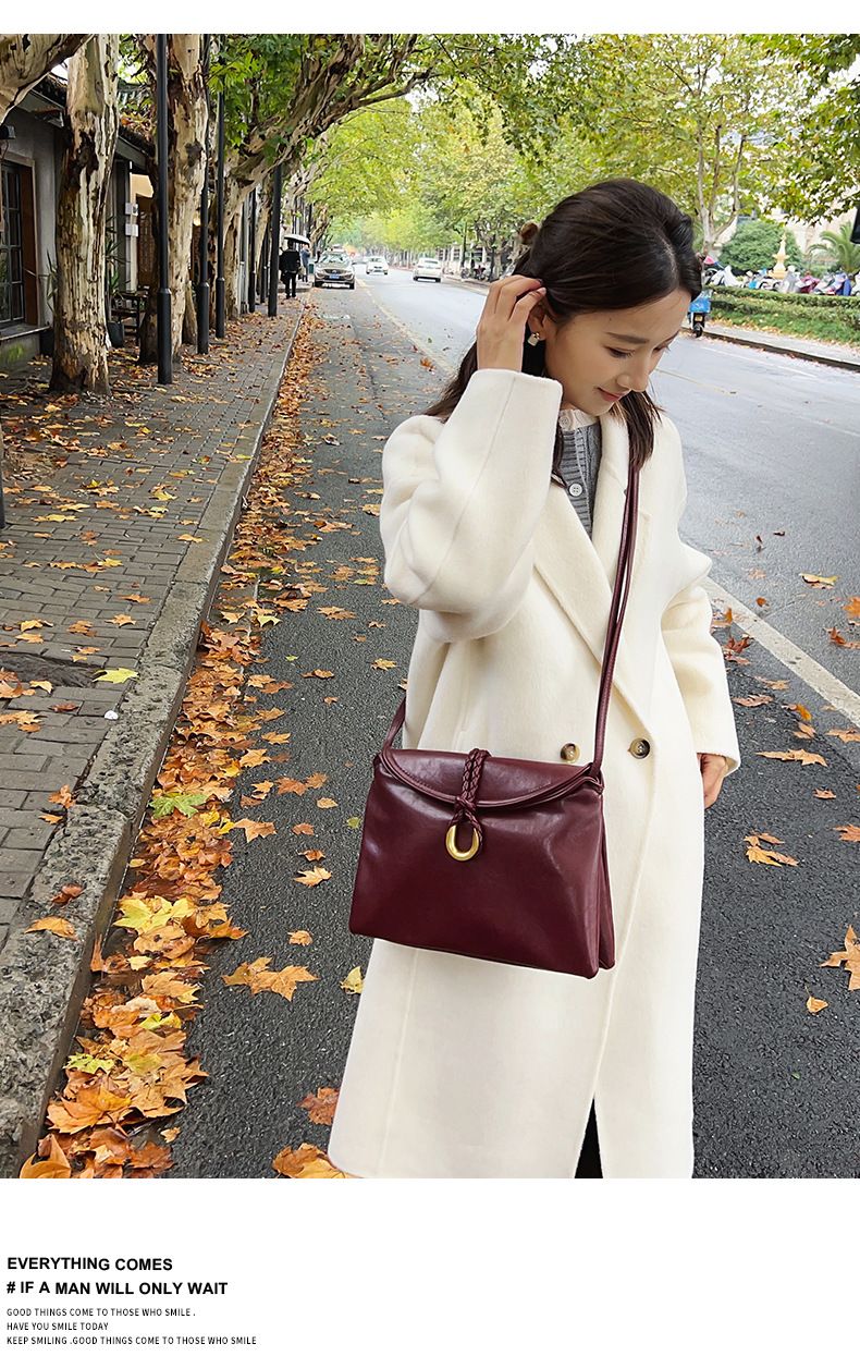 Borsa a tracolla da donna in pelle conciata al vegetale, borsa da pendolare da donna in morbida pelle di grande capacità, borsa a tracolla semplice ed elegante._voghion.com