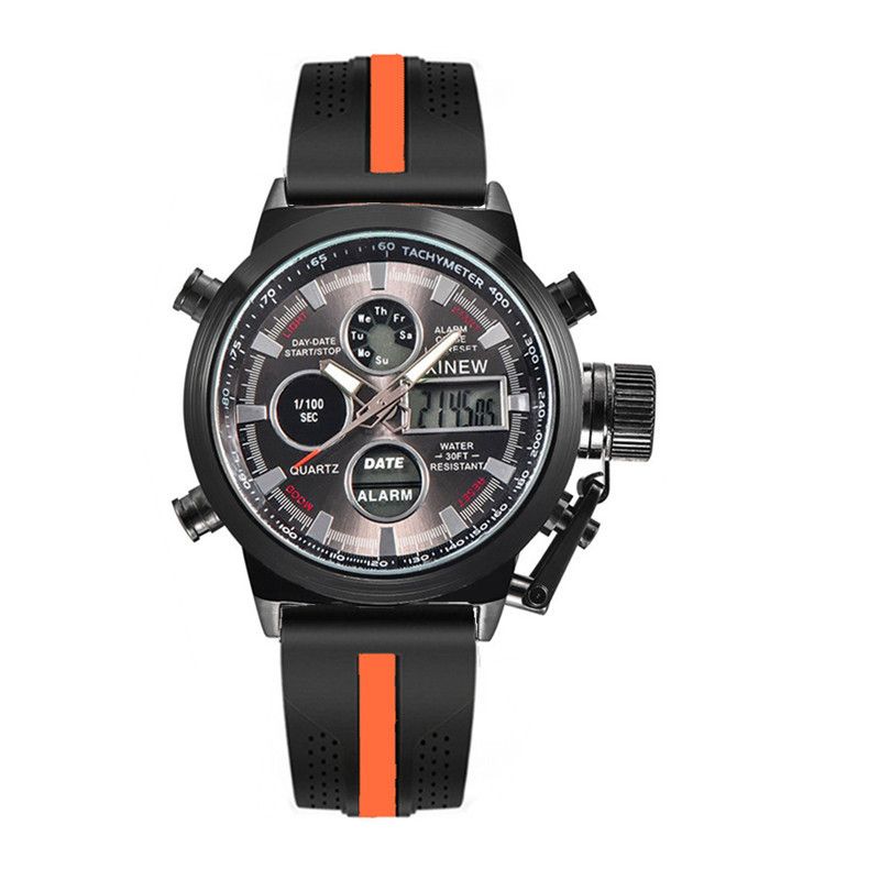 Men's Sport Watch With Analog-Digital Display, GMT Function, Date & Week Indicator, Luminous Hands, PU Leather Strap, Alloy Case_voghion.com