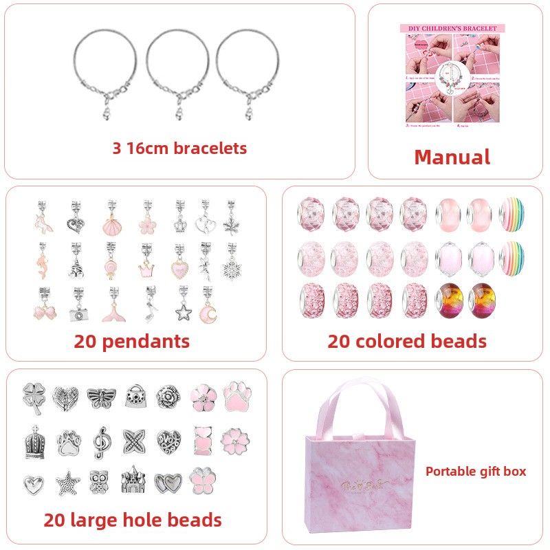Farbe Kristall Perlen Kinder handgemachte DIY Perlen Armband Set Kinder Einhorn Schmuck Geschenk_voghion.com