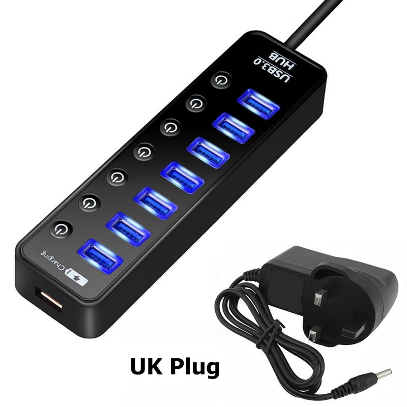 Hub 3.0 Multi 5 Gbps ad alta velocità 7+1 per ricarica di telefoni cellulari, splitter per porte USB per adattatori per laptop, accessori per computer_voghion.com