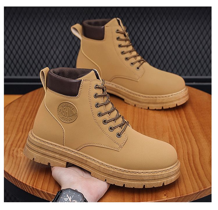 Men Shoes Fashion Motorcycle Boot Waterproof Leather Boots Spring Lace-Up Platform Boot New High Top Boots For Men Botas Hombre_voghion.com