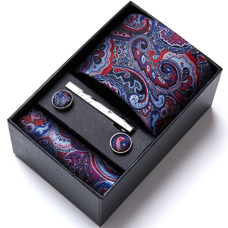 Men's Business Six-Piece Set Polyester Silk Jacquard Solid Color Tie Necktie Custom_voghion.com