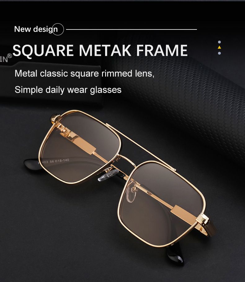 Modische Sonnenbrille mit zwei Strahlen und quadratischem Rahmen für Herren, Sonnenschutz-Sonnenbrille für den Außenbereich, Metall-Vollrahmen-Sonnenbrille_voghion.com