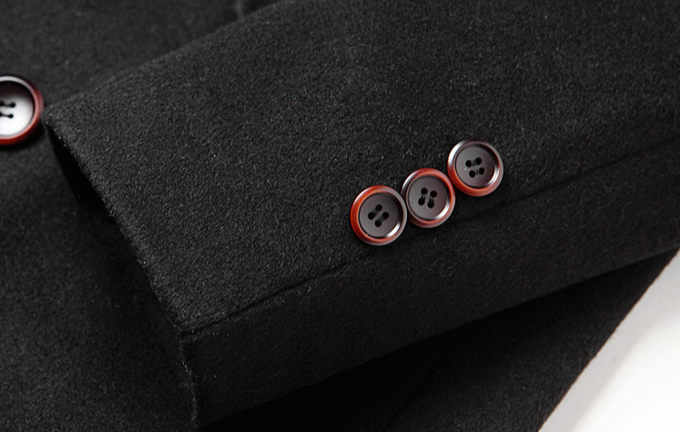 mid-length double-breasted woolen coat men's collar casual slim woolen coat_voghion.com