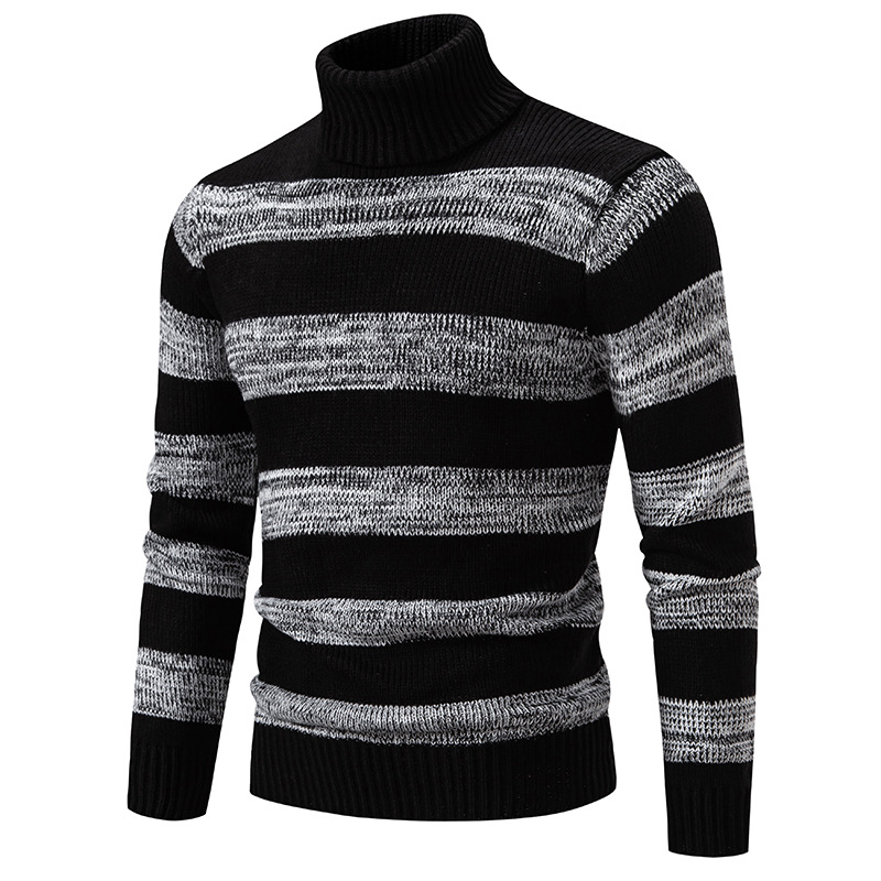 Suéter de manga larga de colores con cuello alto y corte ajustado, nueva tendencia de moda de primavera y otoño de 2024, ropa informal de punto para hombre_voghion.com