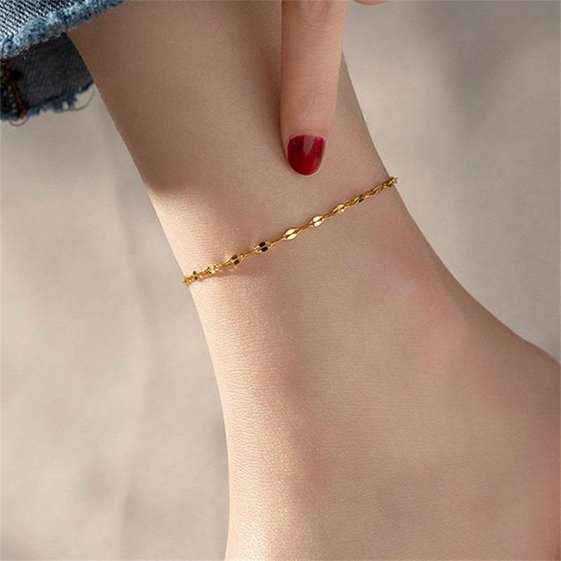 Trendy personality, unique retro fashion, creative women's lace chain, simple gold-plated ankle chain_voghion.com