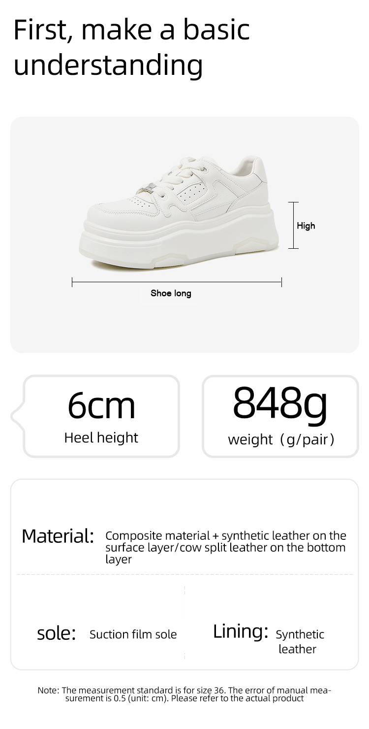 cameido Women's 2025 Spring Thick - Soled White Sneakers, Platform Shoes For Heightening, Versatile Lace - Up Platform Casual Shoes_voghion.com