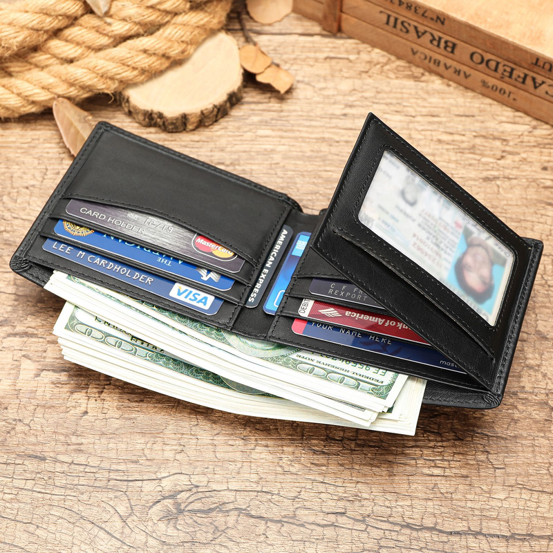 Cartera informal para hombre, cartera corta retro, bolso plateado de cuero genuino, monedero de cuero con múltiples ranuras_voghion.com