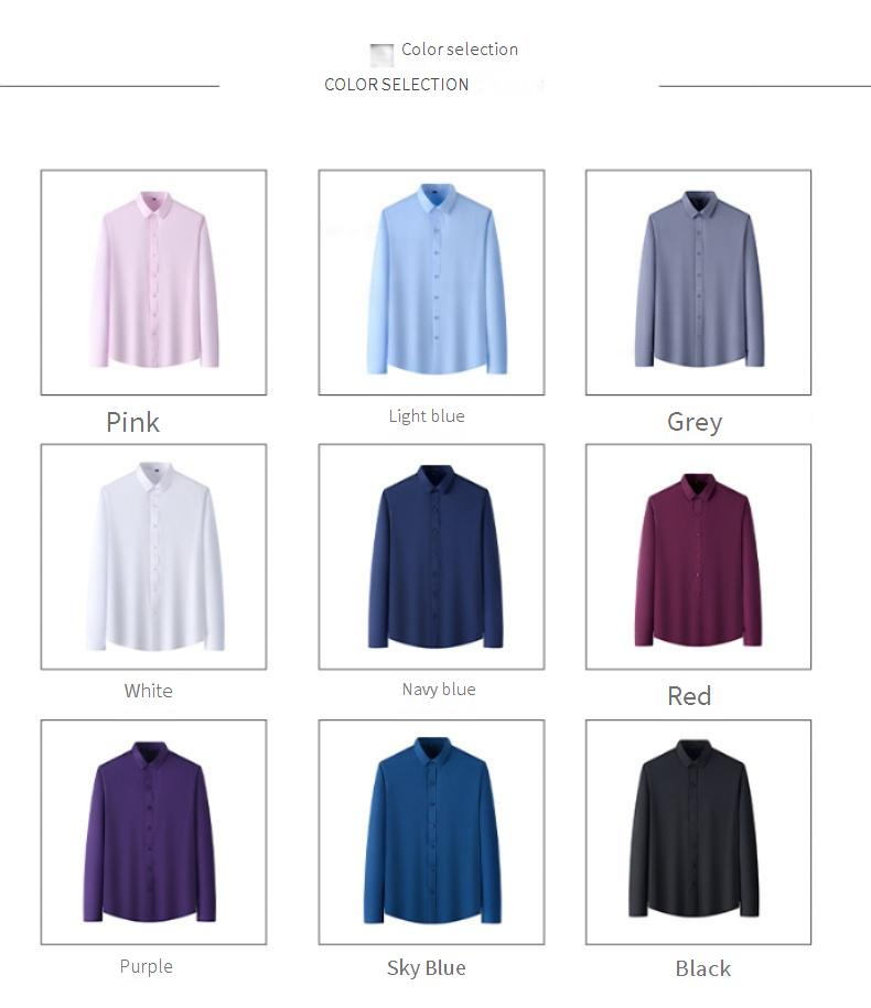 Camicia elasticizzata a quattro lati da uomo, casual da lavoro, a maniche lunghe, tinta unita, molto venduta_voghion.com