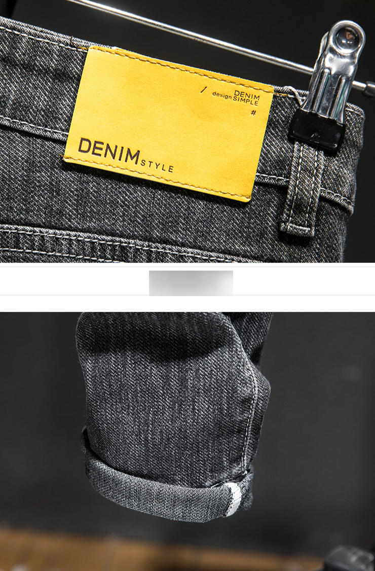 Herrenbekleidungsstil Schlanke, elastische, trendige Röhrenhose mit Löchern und Aufnähern Persönlichkeit Trendy Brand Jungen Lange Hosen_voghion.com