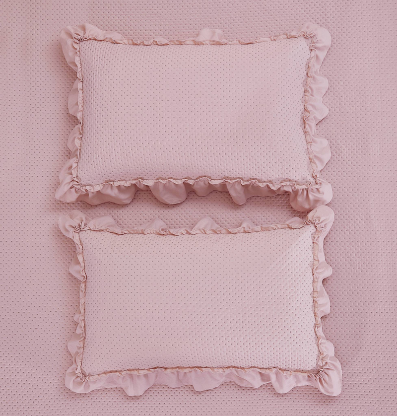 CG33 Washed Cotton Ruffled Bed Cover Set, Suitable For Bedrooms And Living Rooms (1* Bedspread +2* Pillowcase, No Duvet Core Or Pillow Core)_voghion.com