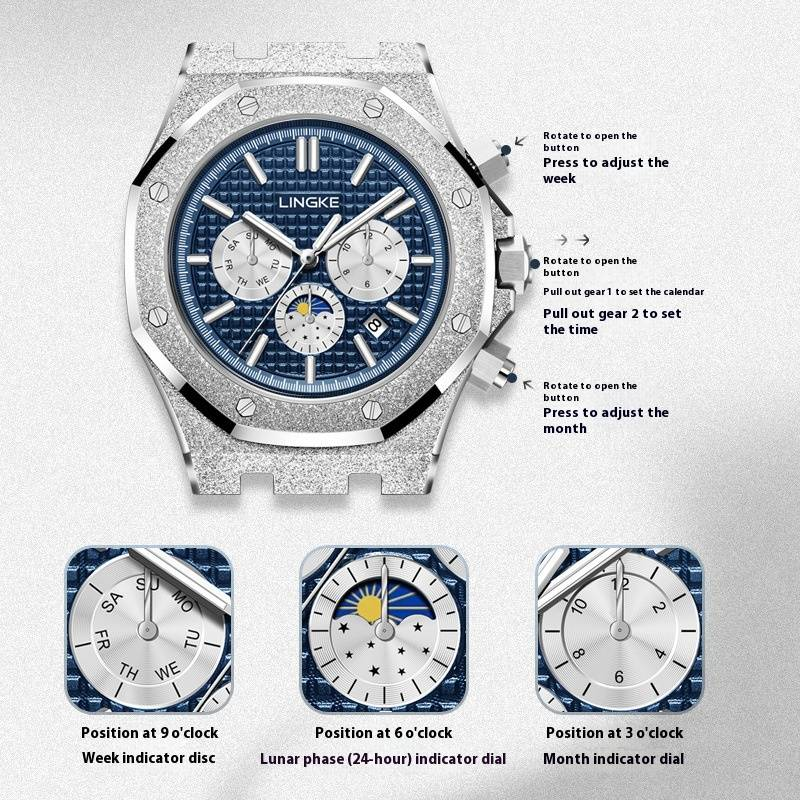 Men's Automatic Mechanical Watch With Luminous Hands, 50M Water Resistant, Sapphire Crystal, Stainless Steel Bracelet, Date Display_voghion.com