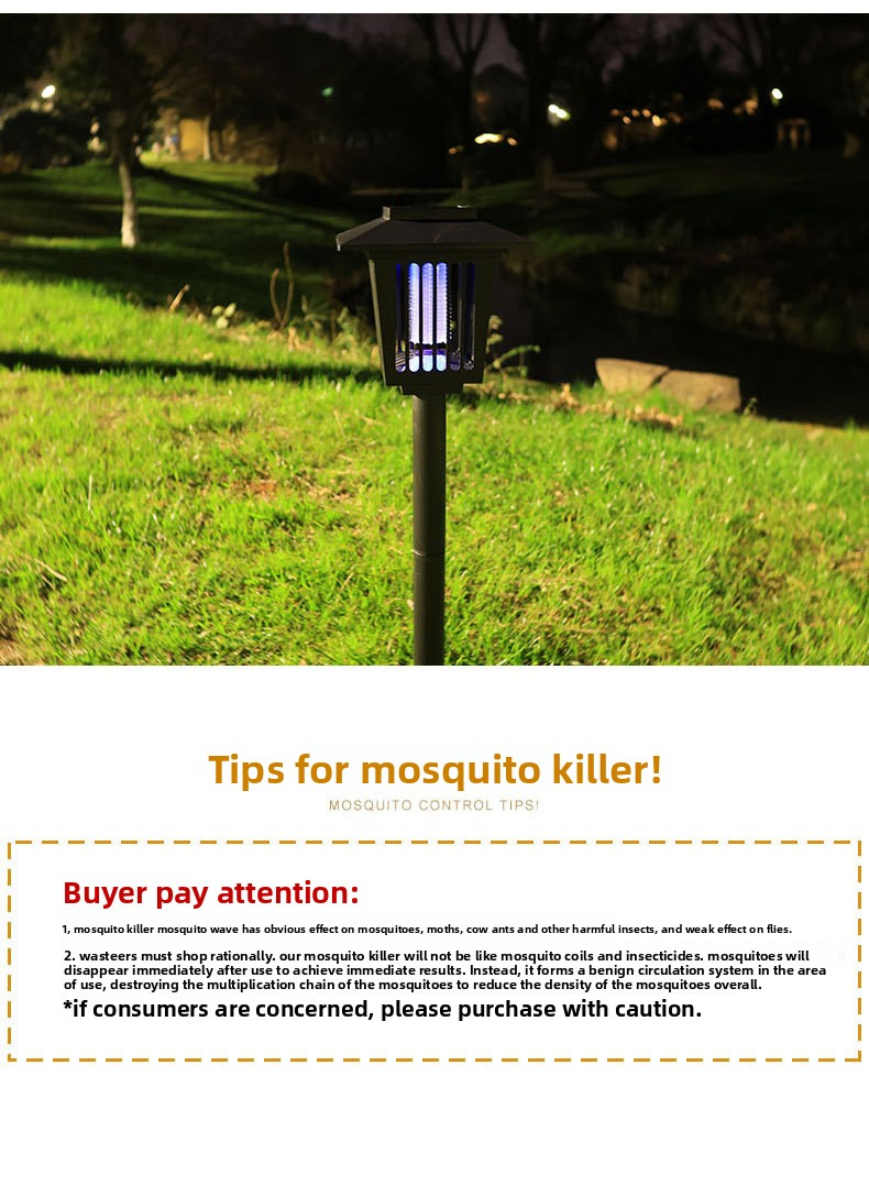 Lámpara solar antimosquitos - Lámpara LED colgante para exteriores con modos de luz UV y blanca, impermeable para jardín y camping (150 x 150 x 570 mm, modelo DC-856)_voghion.com