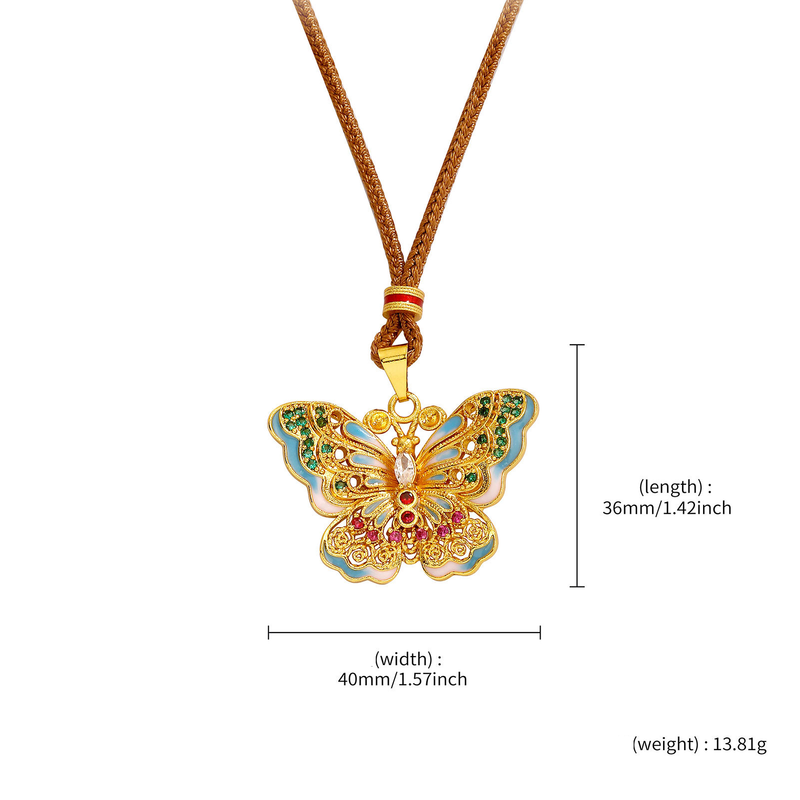 Ciondoli in stile nazionale antico, collana a farfalla in smalto colorato, ciondolo in stile cinese nuovo da donna, catena per clavicola di alta qualità_voghion.com