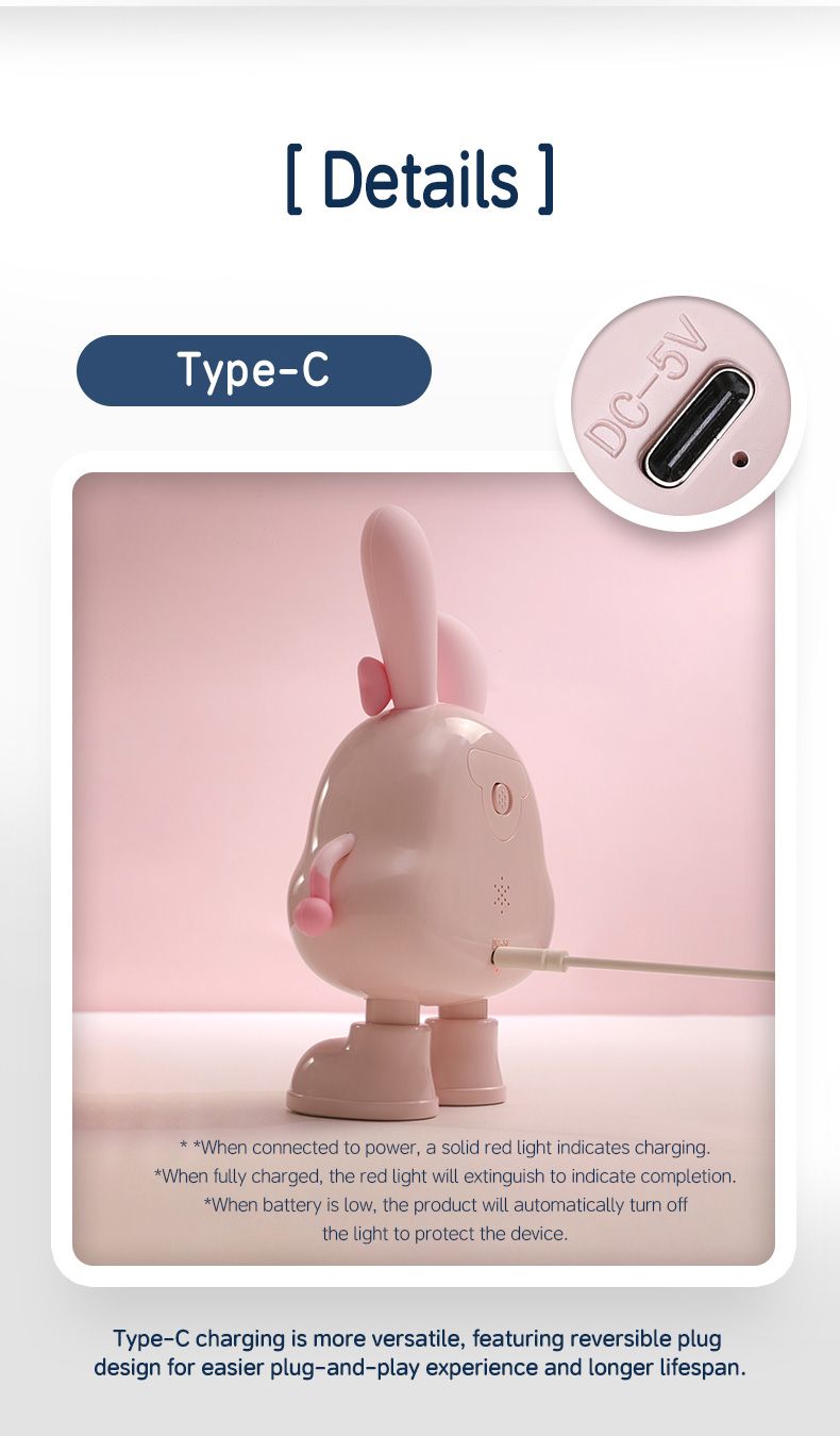 Cute Cartoon Benny Rabbit Night Light Bedroom Atmosphere Light Bedside Lamp Easter Bunny Lamp_voghion.com