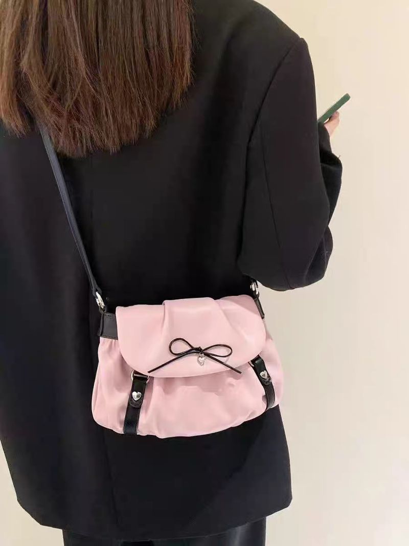 Borsa a tracolla da ragazza carina con fiocco plissettato e nuvola, alla moda e versatile_voghion.com