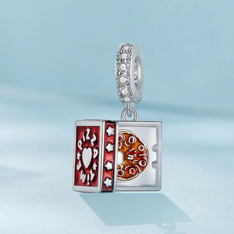 Ciondolo con ciondolo a forma di pizza divertente in argento sterling_voghion.com