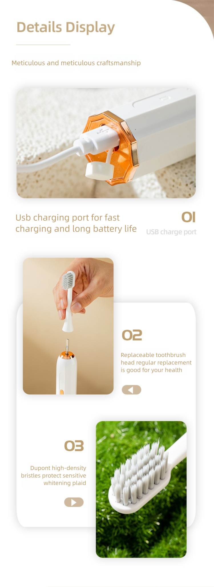Smart Sonic Toothbrush Set With USB Charging, Auto Timer & Quadpacer, For Adults & Kids, IPX7 Waterproof For Home And Travel_voghion.com