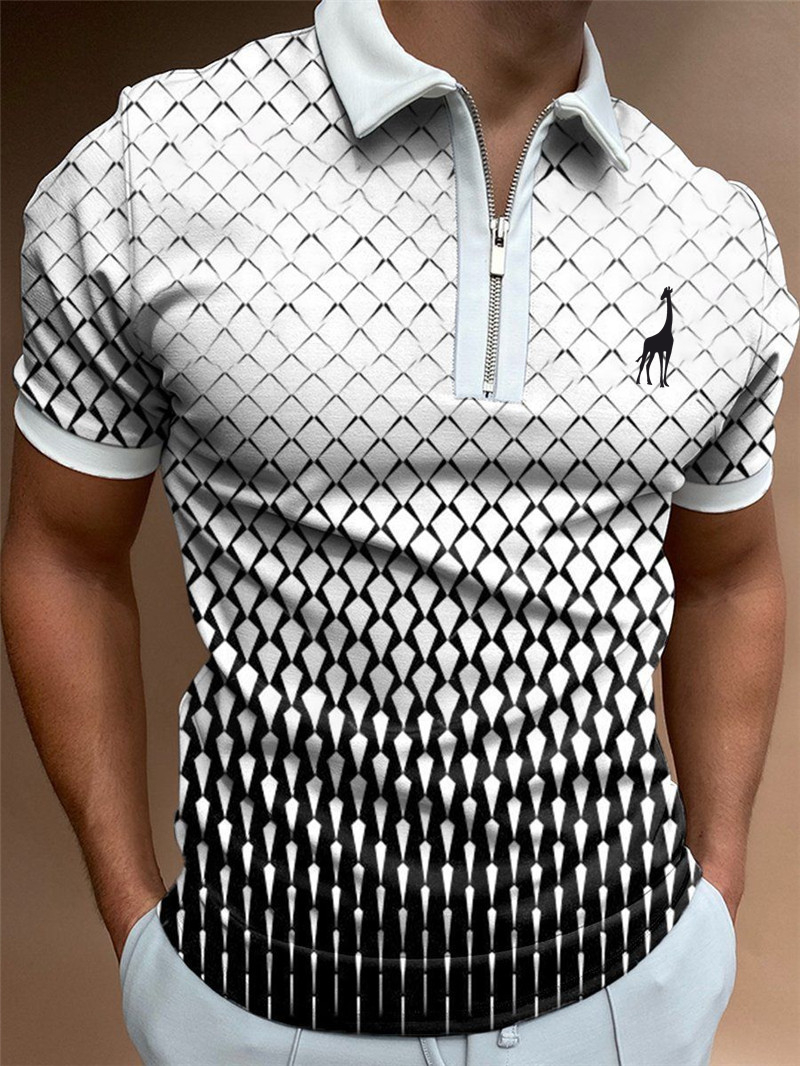 Vīriešu 3D ar īsām piedurknēm T-kreklu žakete Polo krekls Liela izmēra pludmales modes logotips ar īsām piedurknēm_voghion.com
