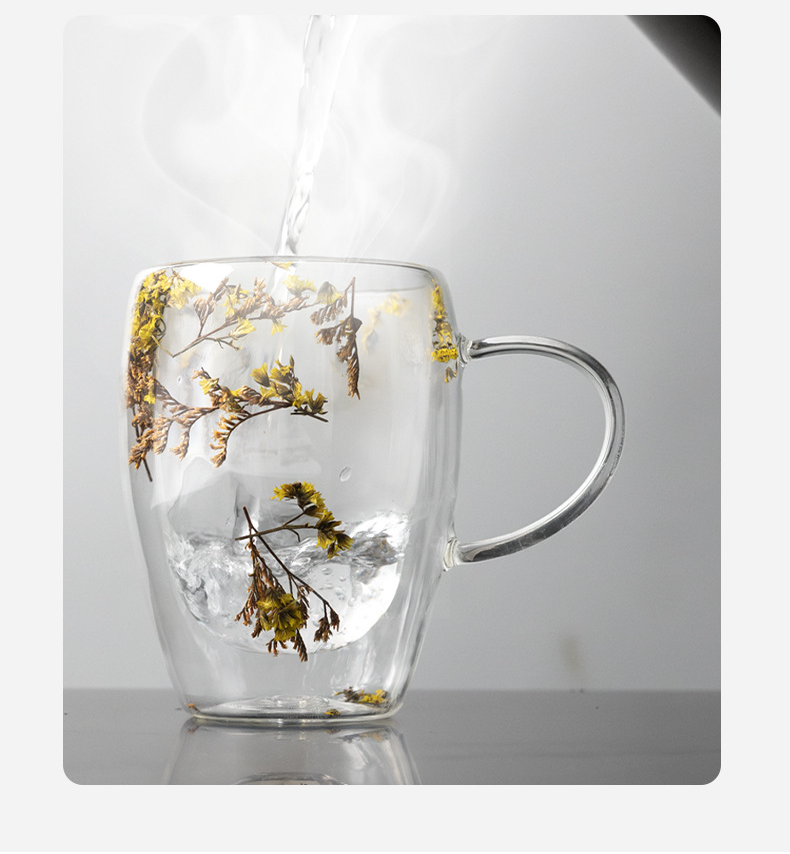 Double-Layer Coffee Household Glass High Temperature Resistant Anti-Scald Water Dried Flower Mug Exquisite Latte Cup_voghion.com