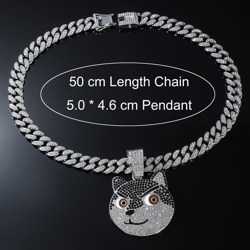 New HipHop Exaggerated 3D Dog Pendant Cuban Necklace Personalized Trendy Punk Cool Neck Chain Accessory_voghion.com