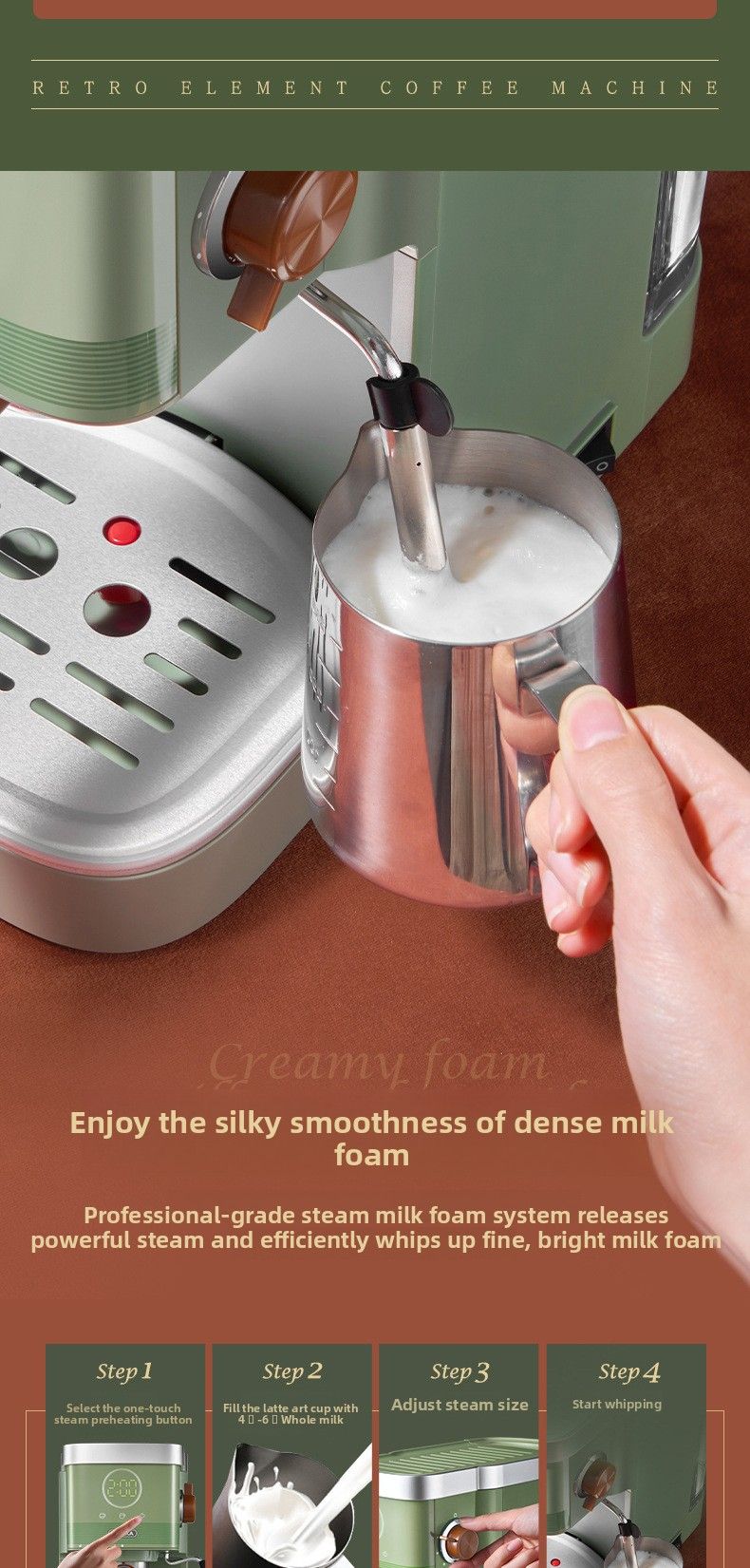 Konka Cross-Border Italian Semi-Automatic Extraction Espresso Home Small Handle Capsule Coffee Machine_voghion.com