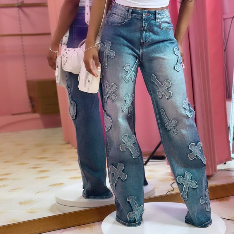 Women's Clothing New Cross Washed And Burned Western Elastic Casual Denim Suit_voghion.com