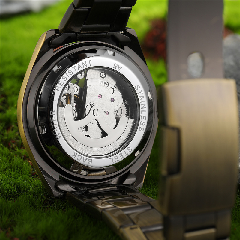 Hot selling winner8152 men's leisure mechanical watch automatic hollow mechanical watch men's steel band watch_voghion.com