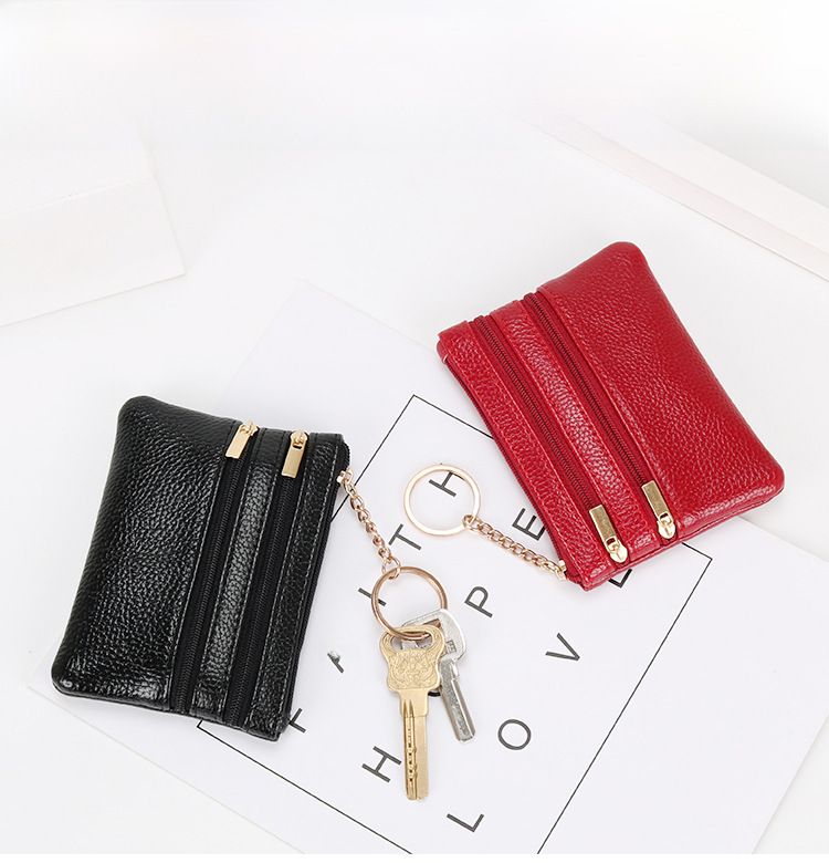 Wholesale coin purse women's short leather texture small wallet multi-function driver's license card bag soft leather key bag zipper bag_voghion.com