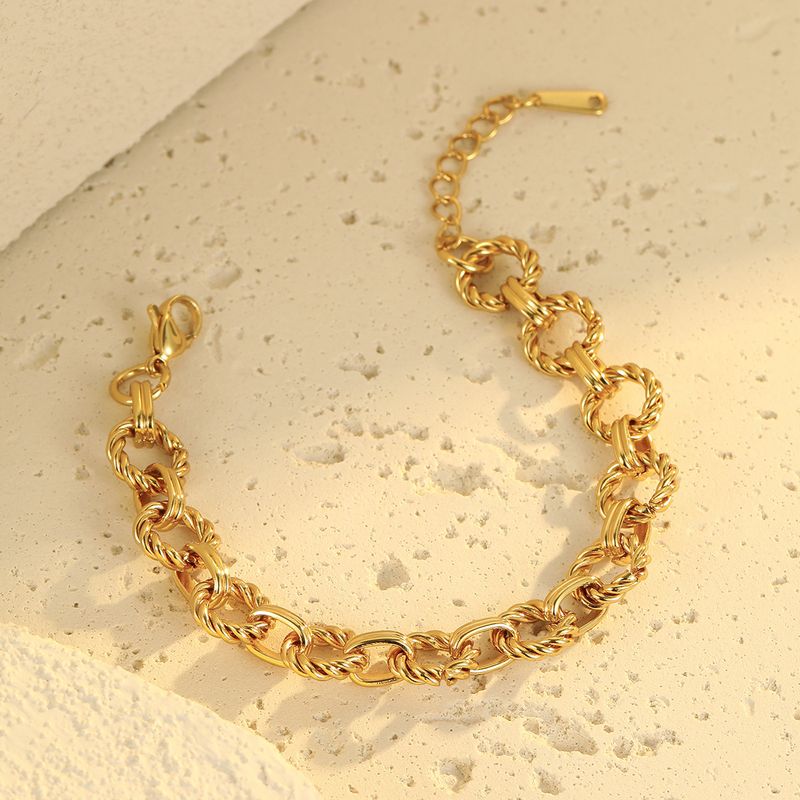 Punk Interlocking Stainless Steel Non Fading Thick Bracelet Fashionable Personality All Match Hand Jewelry_voghion.com