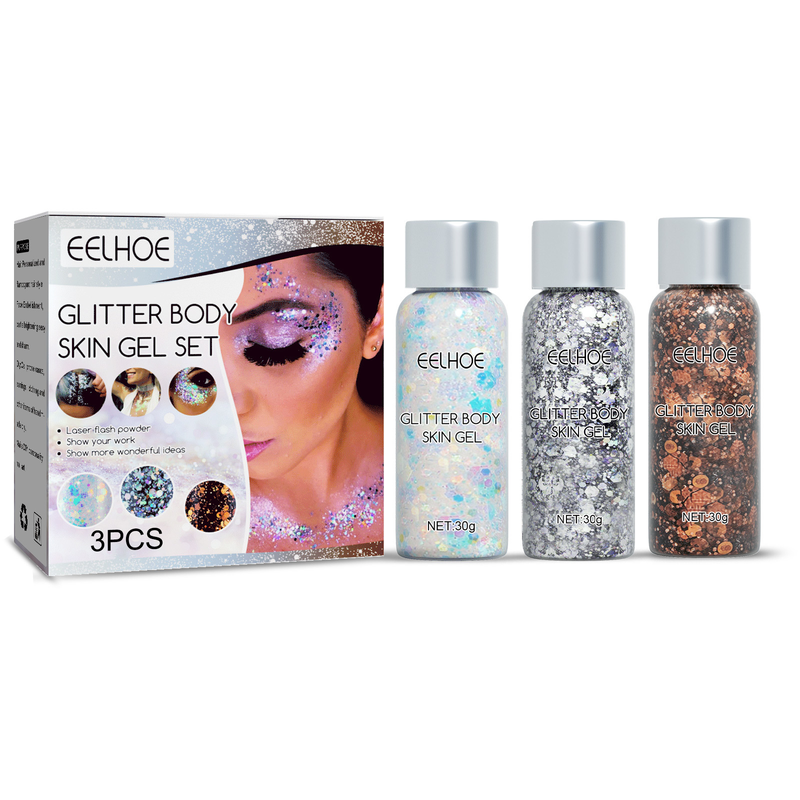 gel EELHOE sequin set makeup fish scale sequin gel glitter stage performance eye shadow makeup props_voghion.com