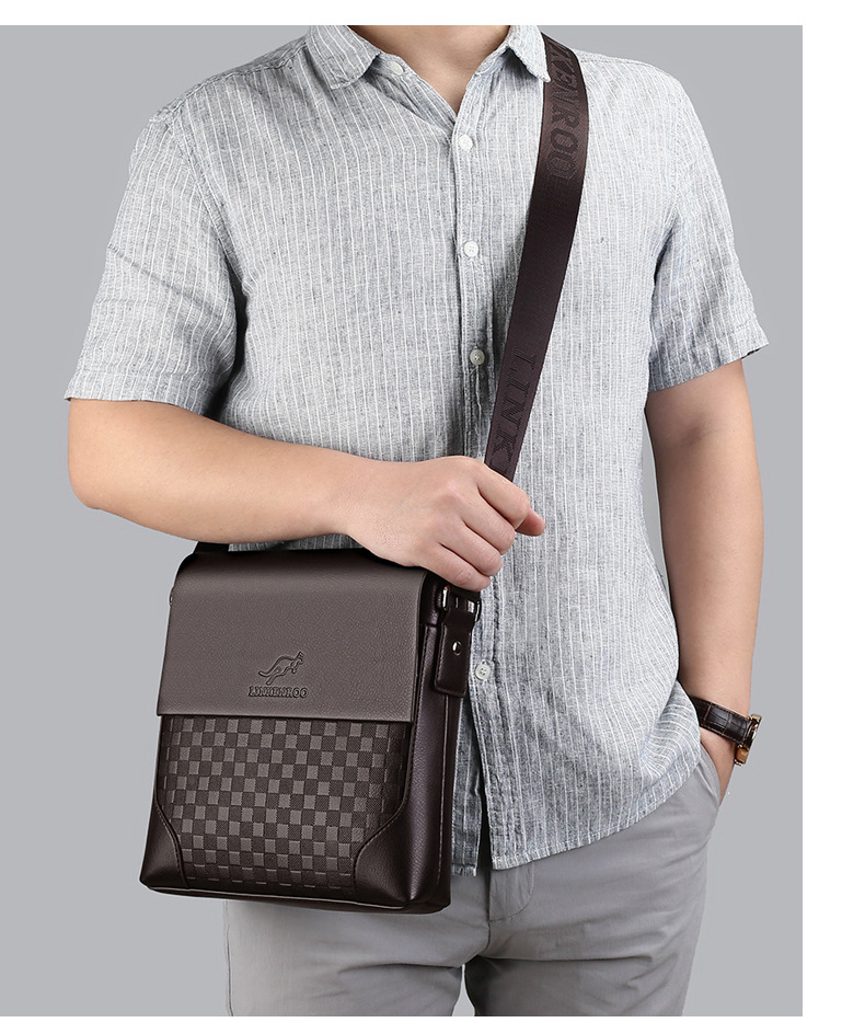 Schoudertas Heren Crossbody Tas Cover Checkerboard Retro Heren Tas Heren Leren Tas Buitenlandse Handel Model Directe Verkoop_voghion.com