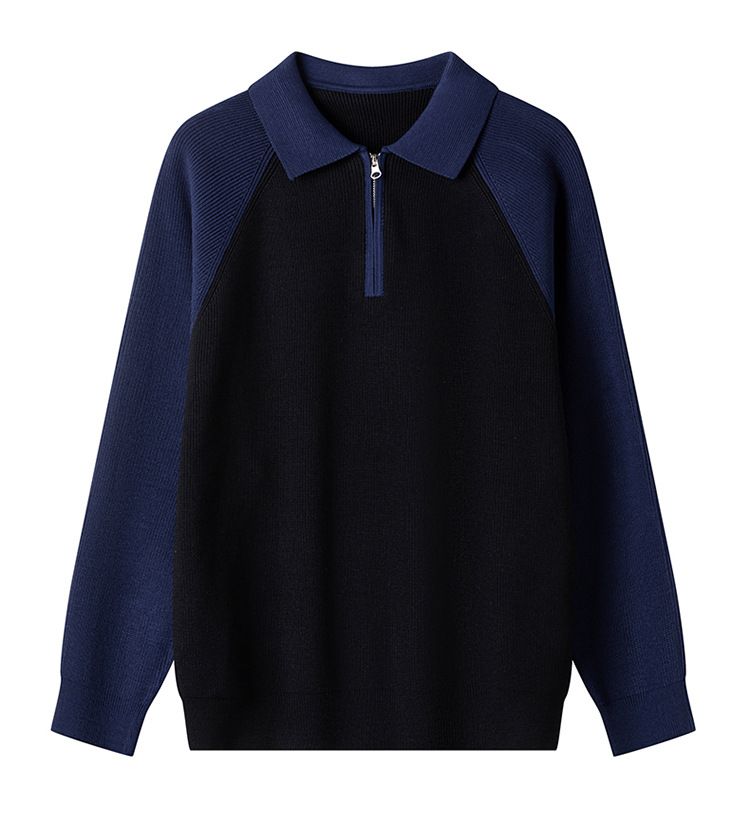 Korean Style Knitted Half Zip Pullover Men's New Autumn And Winter Raglan Sleeve Casual Loose Sweater_voghion.com
