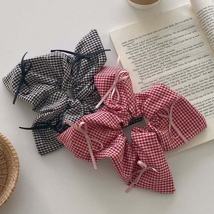 Fascia per capelli con fiocco in stile balletto, per intestino crasso, da donna, 2024, nuova fascia quadrata scozzese, accessori per capelli a forma di palla_voghion.com