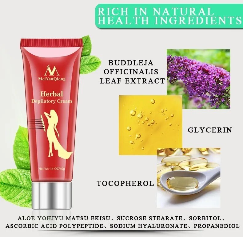 Kvinnlig manlig örthårborttagningskräm Hårborttagning Smärtfri kräm för borttagning Armhåla ben Hårkroppsvård Rakning och hårborttagning_voghion.com