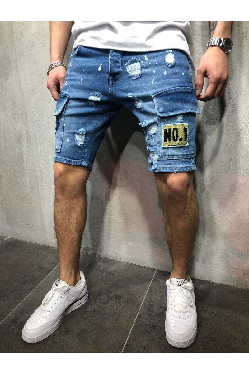 Lässige, modische All-Match-Jeansshorts für Herren mit Taschennähten_voghion.com