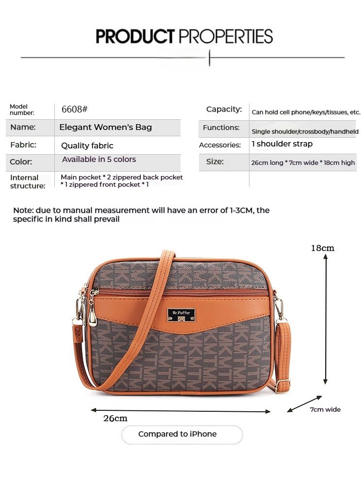 Bolso bandolera para mujer de nuevo estilo: lujoso bolso de hombro multicapa con doble cremallera y gran capacidad, ideal para ir al trabajo y hacer compras._voghion.com