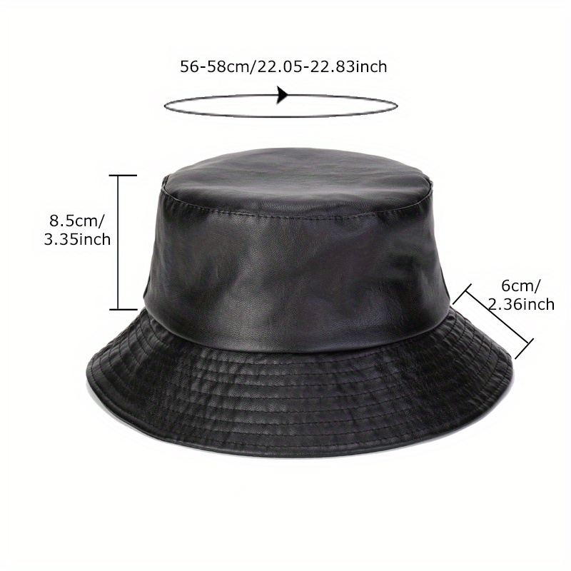 1 Stück Unisex PU-Leder Vielseitiger Sonnenschutz-Eimerhut, Sonnenhut für Outdoor-Urlaubsreisen_voghion.com